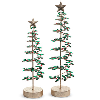 15.5" Red and Green Jeweled Spiral Trees-SMALL