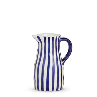 9" BLUE AND WHITE STRIPED PITCHER