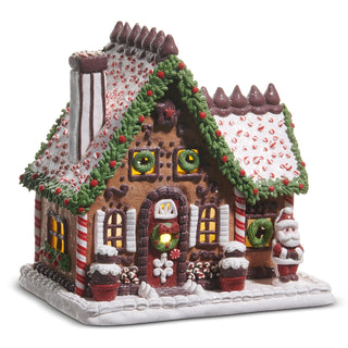 9" Lighted Chocolate Frosted Gingerbread House SHIPS 9/1/2026