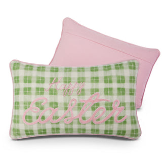 GREEN SPRING GINGHAM LUMBAR PILLOW