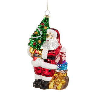 6.25" Santa with Tree Ornament