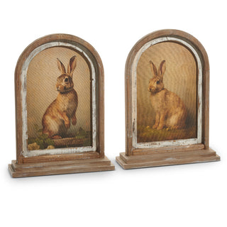 18" VINTAGE RABBIT FRAMED PRINT (ON 2 LEGS ONLY)