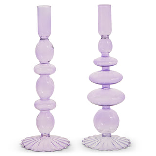 SET OF 2, 10.25" PURPLE CANDLE STICKS