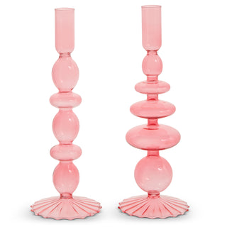 SET OF 2, 10.25" PINK CANDLE STICKS