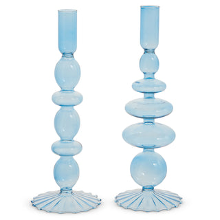 SET OF 2, 10.25" BLUE CANDLE STICKS