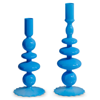 SET OF 2, 10.25" BLUE CANDLE STICKS