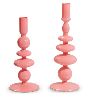 SET OF 2, 10.25" PINK CANDLE STICKS