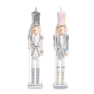 18.5" White and Silver Nutcracker-WHITE COAT