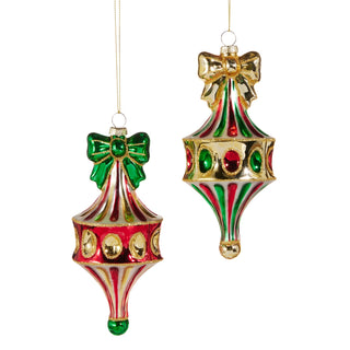 6" Red Green Fairground Finial Ornament (GREEN BOW ONLY) SHIPS 9/1/2026