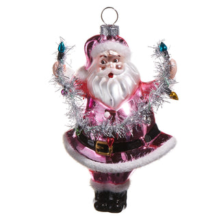 5" Pink Santa Holding Light Ornament SHIPS 9/1/2026