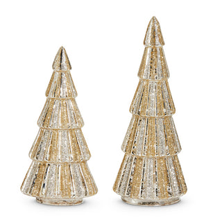 8.5" Silver and Gold Glitter Trees