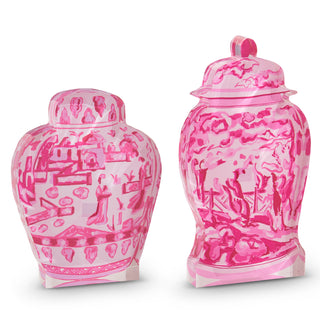 SET OF 2, 10" PINK CHINOISERIE CONTAINER ACRYLIC CUT OUTS