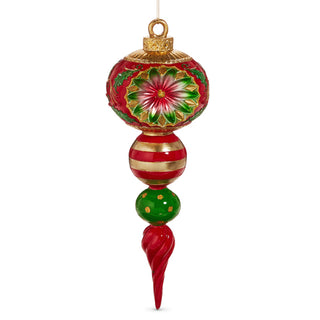 12" Red and Green Vintage Finial Ornament