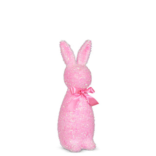 12" IRIDESCENT PINK FLOCKED BUNNY