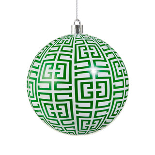 4" Green Greek Key Ball Ornament