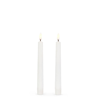 7" White Taper Flameless Candles Set of 2