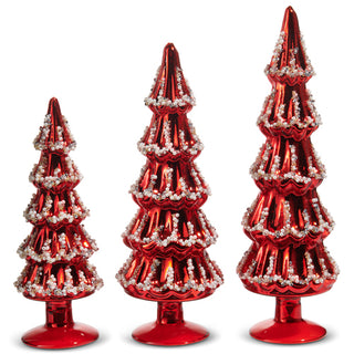 10" Red Beaded Trees (SMALL)