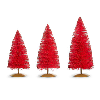 11" Red Glittered Bottle Brush Tree (SMALL ONLY)