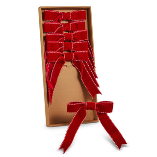 6.5" Box of Red Bow with Peppermint Trim Ornaments SHIPS 9/1/2026
