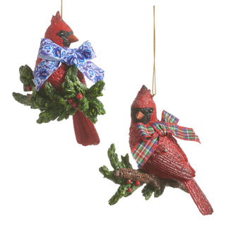 4" Cardinal with Holly and Bow Ornament (BLUE BOW ONLY) SHIPS 9/1/2026