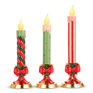 12.5" Lighted Candles on Gold Bow Base (LEFT ONLY)SHIPS 9/1/2026
