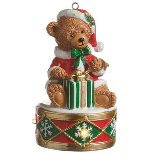 4.5" Lighted Teddy Bear on Drum Ornament SHIPS 9/1/2026