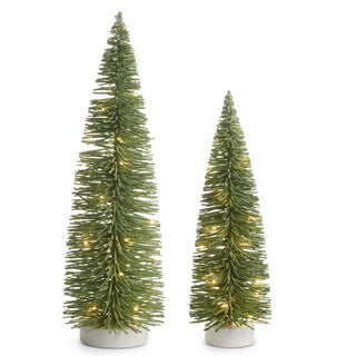 20" Green Flocked Lighted Bottle Brush Trees (SMALL ONLY)SHIPS 9/1/2026