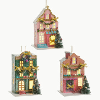 5.5" Lighted Paper Multicolored House Ornament (BOTTOM LEFT ONLY) SHIPS 9/1/2026