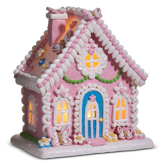 8.5" Lighted Flutter and Petal Gingerbread Cottage