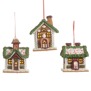 3.5" Chocolate Lighted Gingerbread House Ornament (LEFT ONLY)SHIPS 9/1/2026