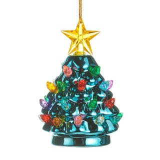 4.5" Metallic Blue Tree Lighted Ornament SHIPS 9/1/2026