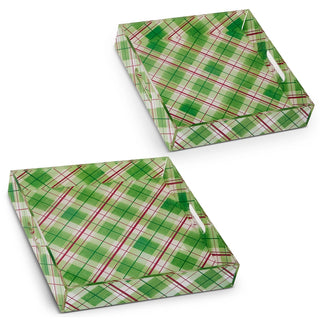 14" Sage Plaid Trays (LARGE ONLY) SHIPS 9/1/2026