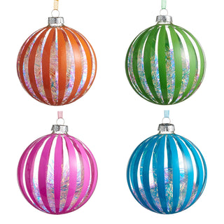 5" Neon Tinsel Filled Ball Ornament (ORANGE ONLY) SHIPS 9/1/2026