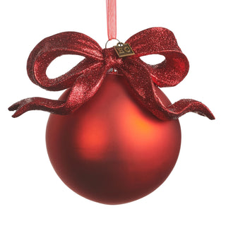 EC 5.5" Red Ribbon Ball Ornament SHIPS 9/1/2026