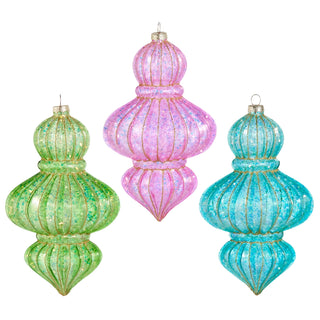 7.5" Bright Glitter Finial Ornament (GREEN ONLY SHIPS 9/1/2026