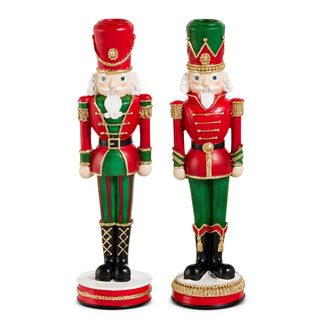 10" Red and Green Nutcracker Candlesticks (GREEN HAT ONLY) SHIPS 9/1/2026