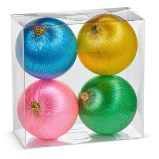 4" Box of Satin Thread Ball Ornaments SHIPS 9/1/2026