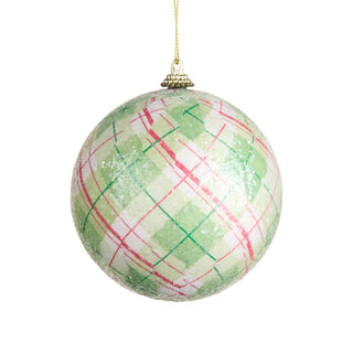 4" Sage Plaid Ball Ornament SHIPS 9/1/2026