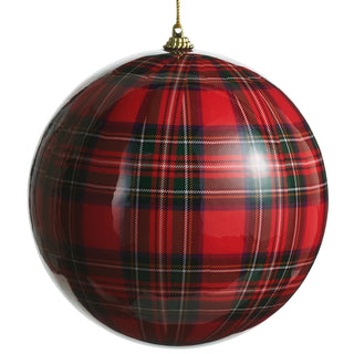 6" Red Plaid Ball Ornament SHIPS 9/1/2026