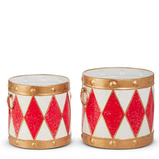 10.5" Red and White Drum Buckets (LARGE ONLY) SHIPS 9/1/2026