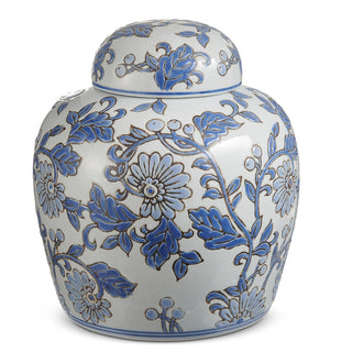 9.5" Blue Vine Pattern Round Jar