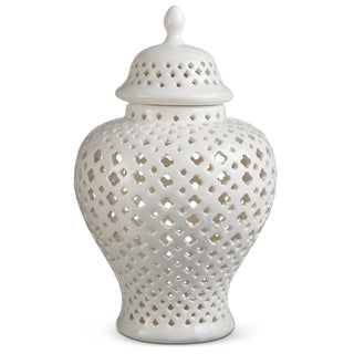 10.75" White Lattice Ginger Jar