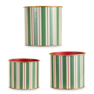 11" Yuletide Stripes Decorative Buckets (LARGE ONLY) SHIPS 9/1/2026