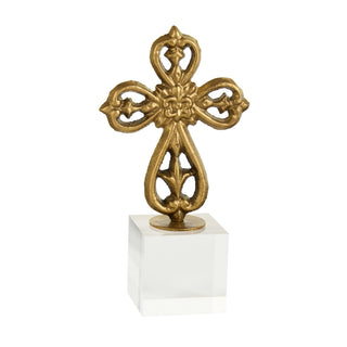 8" Antique Cross on Acrylic Base SHIPS 9/1/2026