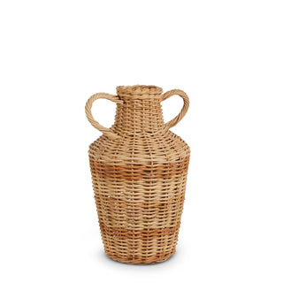 17" Wicker Ginger Jar Vase with Handles