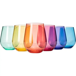 6 Unbreakable Colored Stemless Wine Glasses