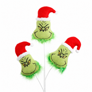 24" WHITE/GREEN/RED 3 GRINCH FLORAL STEM