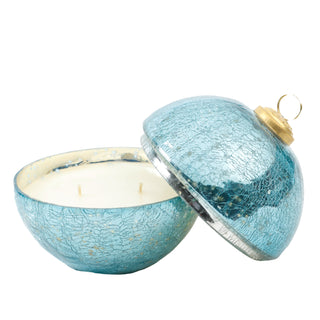 Berries and Balsam French Blue Glass Ornament Candle