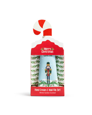 Nutcracker and Holly Hand Cream and Nail File Set Winter Garden Scented Red/Multi 2.5x6x1.75