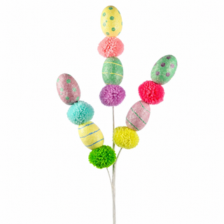 22" Easter Stem with Egg & PomPom Multi